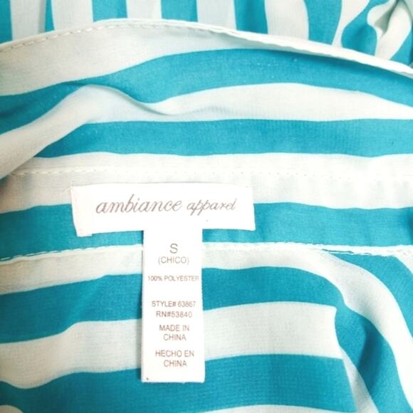 Ambiance striped chiffon wrap front top S - Picture 6 of 7